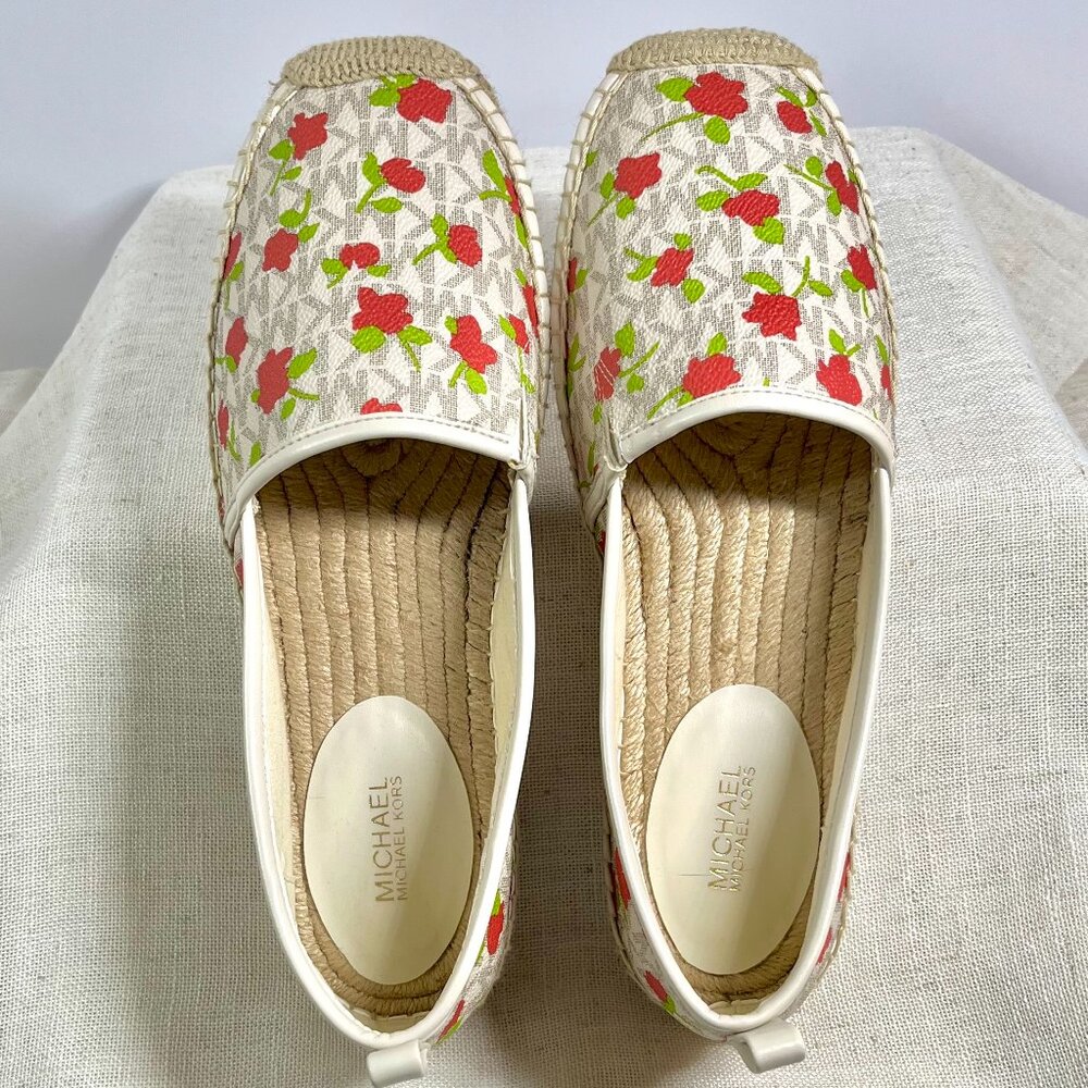 NWOT Michael Kors Floral Espadrille Flats MK Lenny Cottagecore slip-ons size 9 - Picture 15 of 16